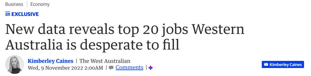 西澳劳动力大量空缺！需求量排名前20的是这些职业！