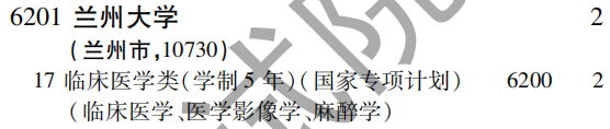 2019年兰州大学国家贫困地区定向招生专项（理工农医类）在吉林招生计划