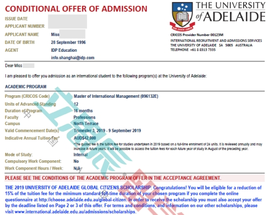 双非大学无雅思成功斩获阿德莱德大学offer！