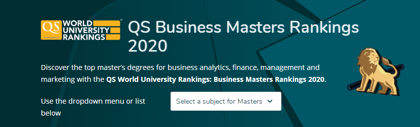 2020年QS商科硕士排名公布！（商业分析，金融，市场营销，管理）