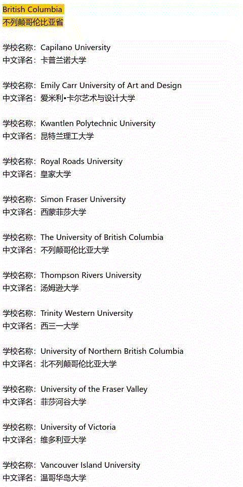 中国教育部最新权威认证，2020年加拿大正规大学