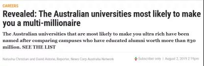 全球大学超高净值校友排行榜出炉！这四所澳洲大学最有可能让你成为超级富翁！