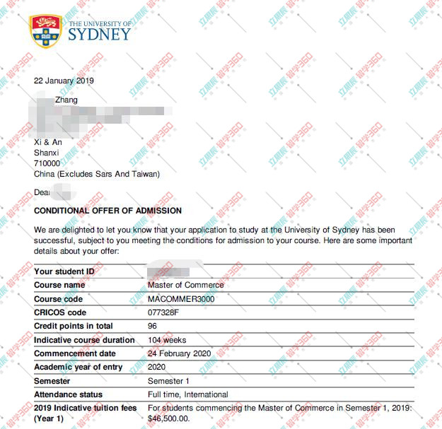 顾问提前规划，学生准备雅思顺利拿下悉尼大学offer