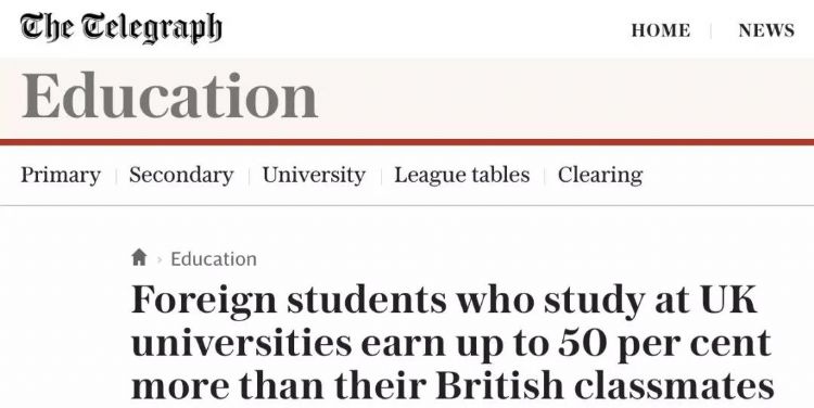 留学生毕业后收入达43万！高出英国本土学生近50%