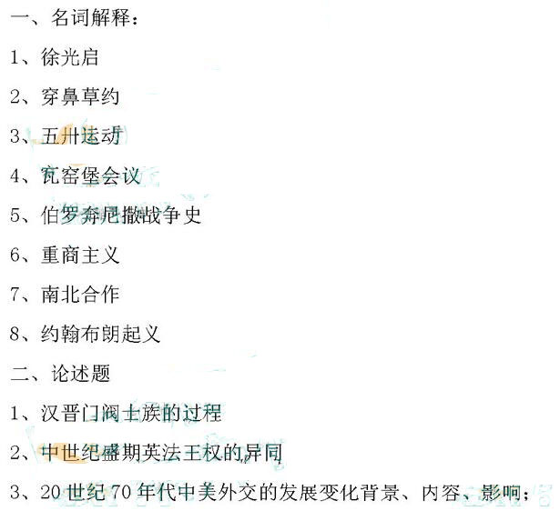 2020考研历史学基础真题（网友回忆版）