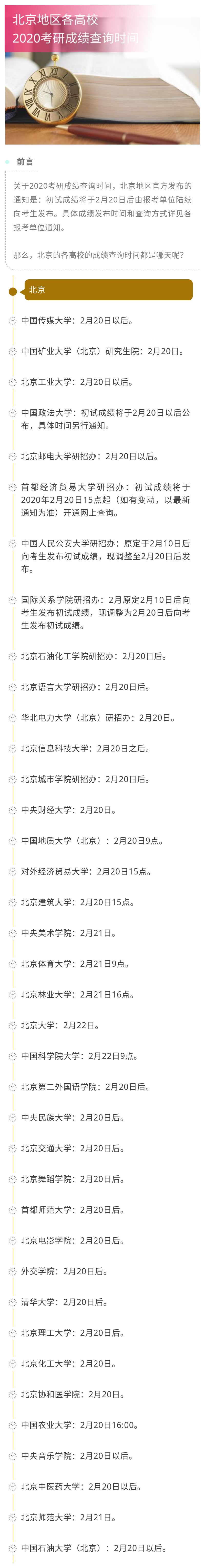 盘点！北京地区38所高校考研初试成绩查询时间汇总！