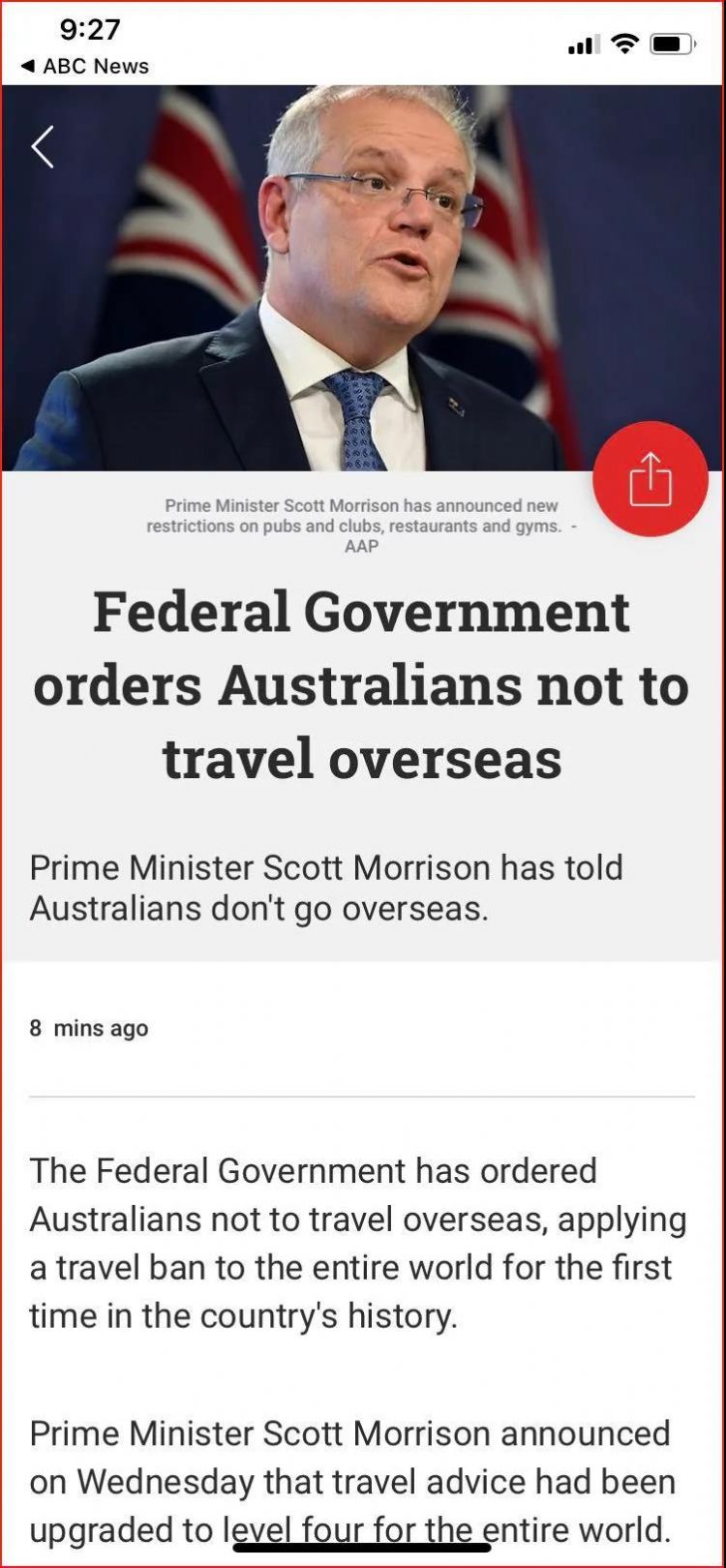 突发！澳洲历史首次第四级别旅行警告，针对全世界所有国家！