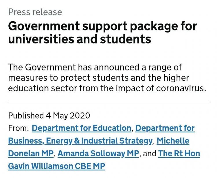 英政府出台新政策助英国大学渡过难关，学费不会减免！