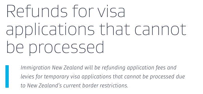 移民局给这些新西兰境外申请人的签证进行自动退费！