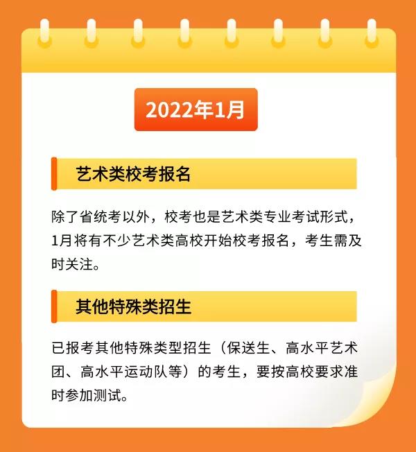 2022年阳光高考月历