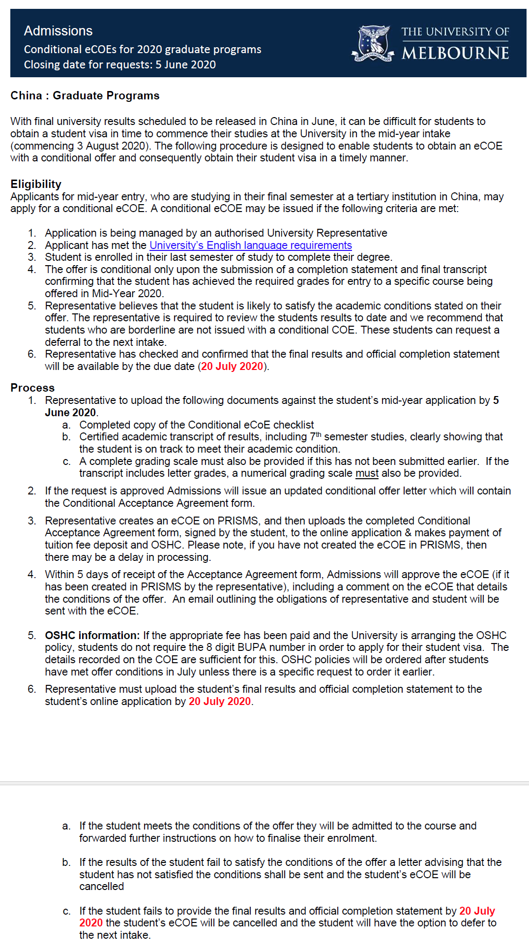 注意！墨尔本大学最新Con-CoE政策发布！