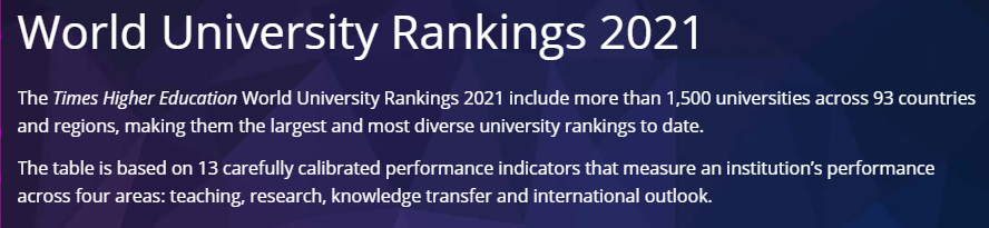 最新! 2021泰晤士世界大学排名发布, 加拿大再度提升！