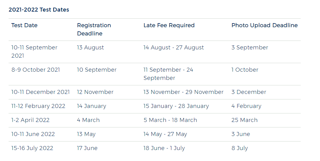 ACT官方发布2021-2022考试时间！