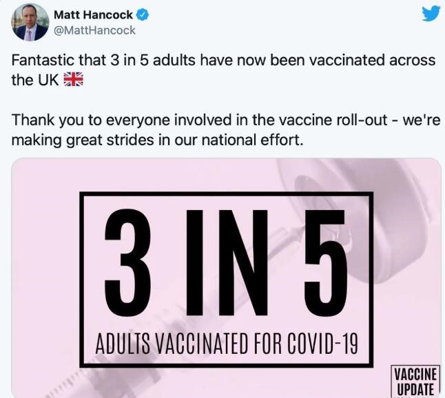 英国60%成年人已免疫！Moderna疫苗抵达英国正式开启接种