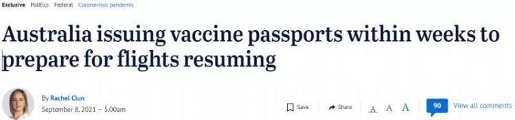 官宣：澳洲将在数周内发放“疫苗护照”！封国令不再延长！