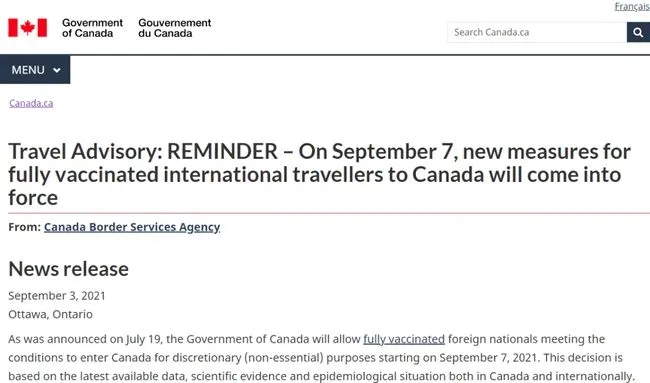 加拿大政府官方确认，允许符合条件的国际旅客入境！
