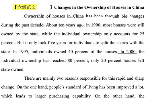 2012年12月英语六级作文预测及范文：中国房产权的变化