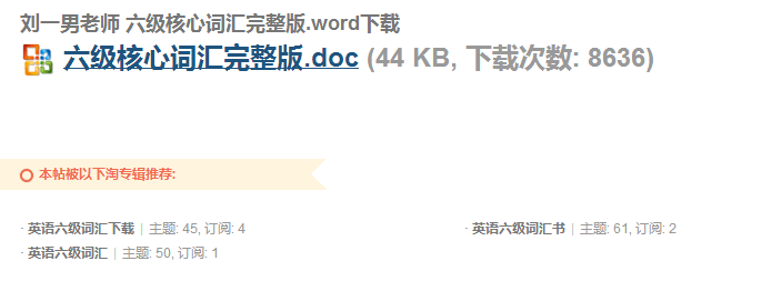 刘一男老师六级核心词汇表完整版 word下载