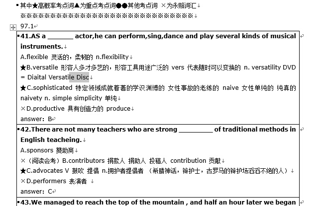 2015年12月大学英语六级词汇打印版下载