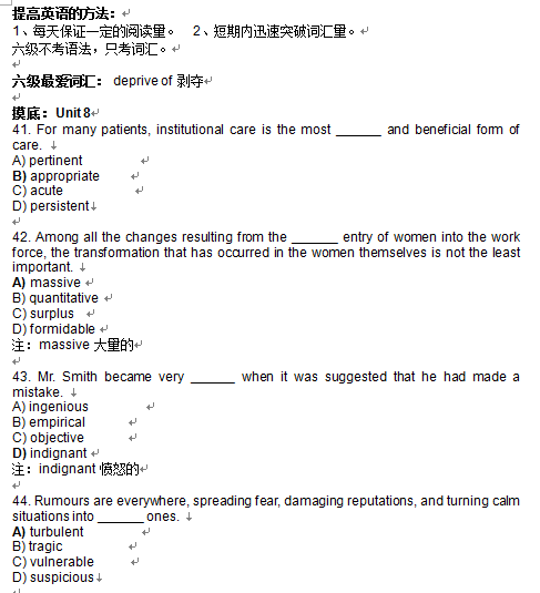 2016大学英语六级词汇讲义 word下载