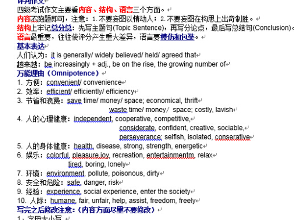 2016大学英语四级作文讲义 word下载