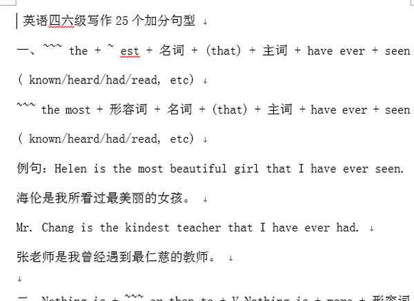 2016英语四级写作25个加分句 Word下载