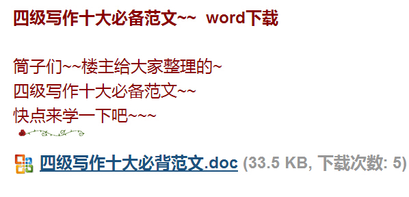 2016年6月英语四级写作10大必备范文
