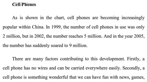 2012年12月英语四级作文题目预测及范文：手机用户图表