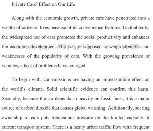 英语六级预测作文：汽车与环境