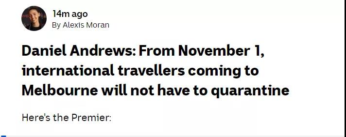 重磅官宣！11月1日起，维州国际入境旅客免隔离！