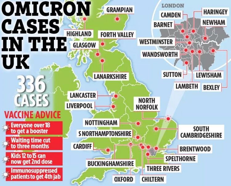 英国新增90例Omicron感染！卫生大臣称Omicron变种已在多地出现社区传播