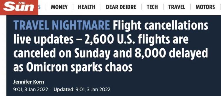 受Omicron影响，全球数千航班被取消！