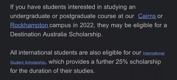 中央昆士兰大学国际学生奖学金重磅来袭！