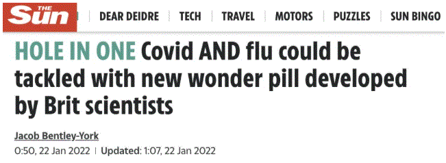 英国研发同时对抗新冠病毒和流感病毒口服药