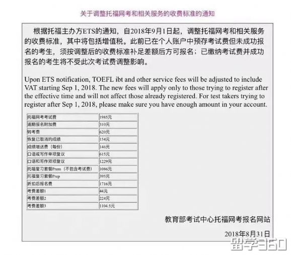 香港留学托福考试报名及费用调整！