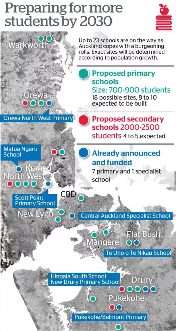 家长必看：奥克兰这些地区将建12所新学校，只为满足剧增的学龄人口！