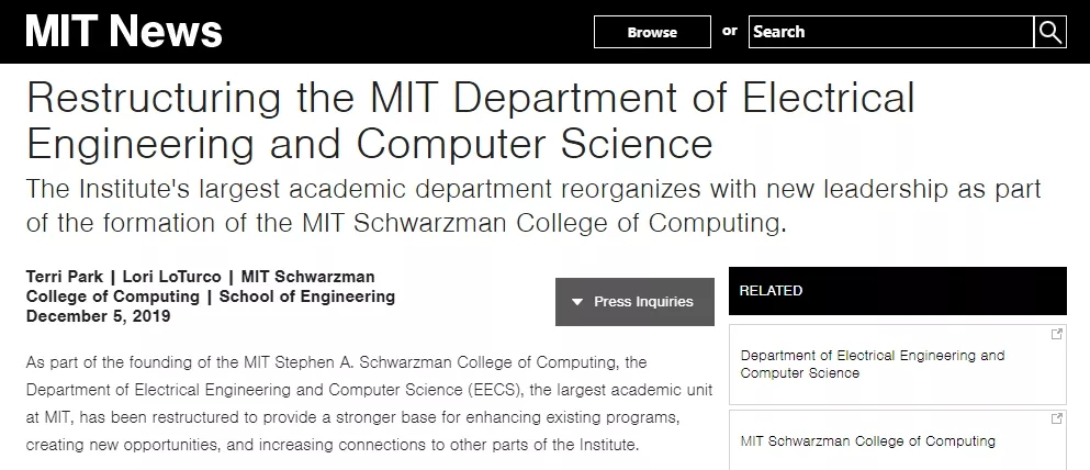 重磅！麻省理工学院宣布EECS学院重组，这仨专业独立设系！