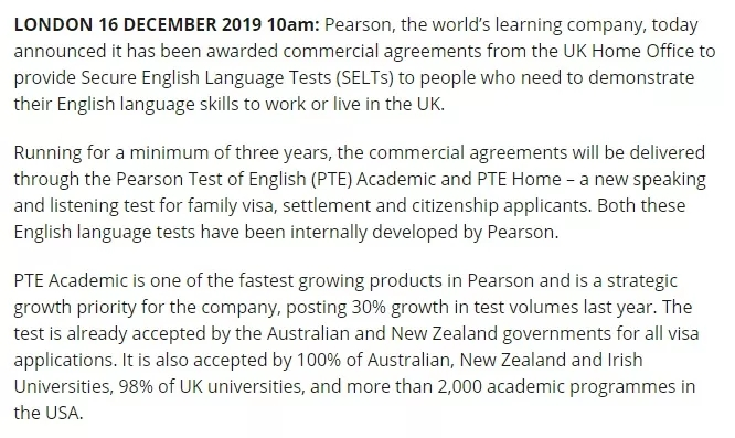 官宣！PTE考试成绩可用于申请英国签证啦！
