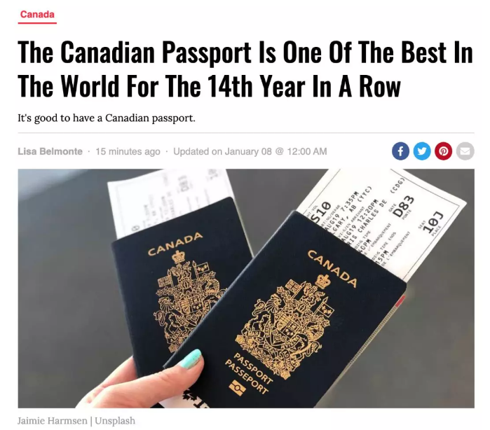 留学须知：加拿大护照连续14年被评为世界最强！