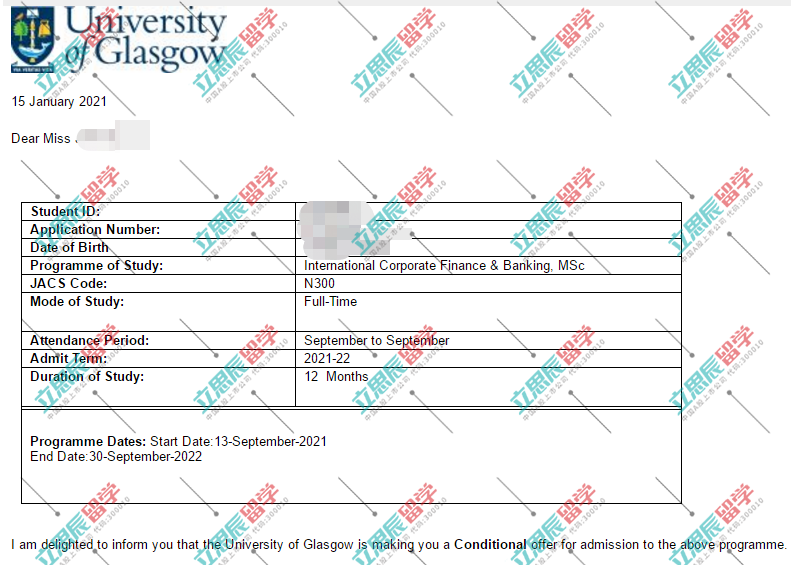 面对疫情抓住机遇！恭喜X同学拿到格拉斯哥大学offer！