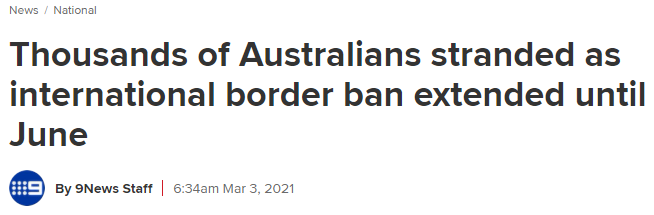 官宣！澳洲国境封锁再延长3个月！