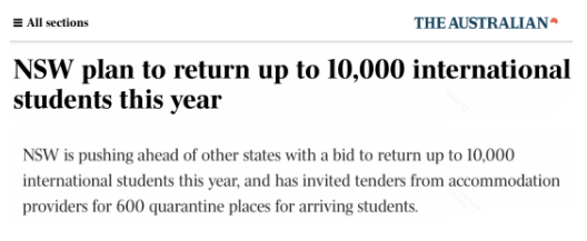 预计带回10000名，新州推动留学生返澳！
