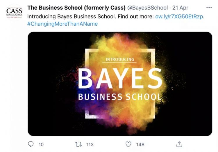 CASS商学院2021年9月起正式改名为Bayes商学院！