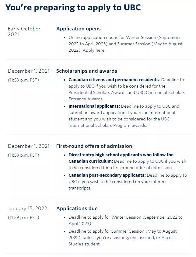 加拿大大学本科申请季截止日期
